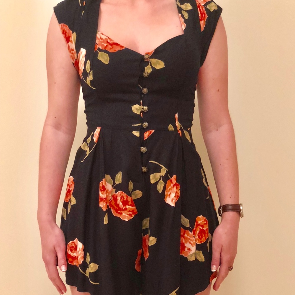 Never-Worn Black Floral Romper